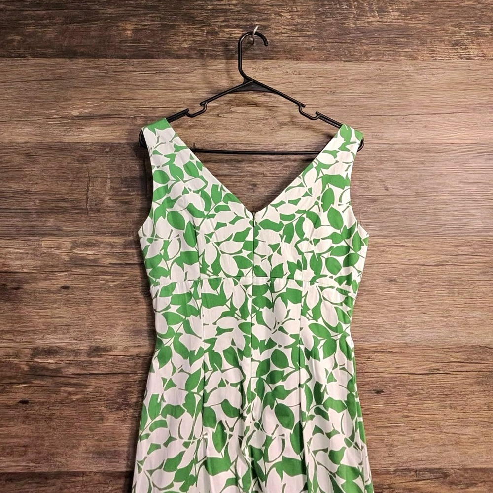 Donna Ricco Leafy Green and Cream Midi Dress - Picture 8 of 9